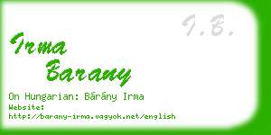 irma barany business card